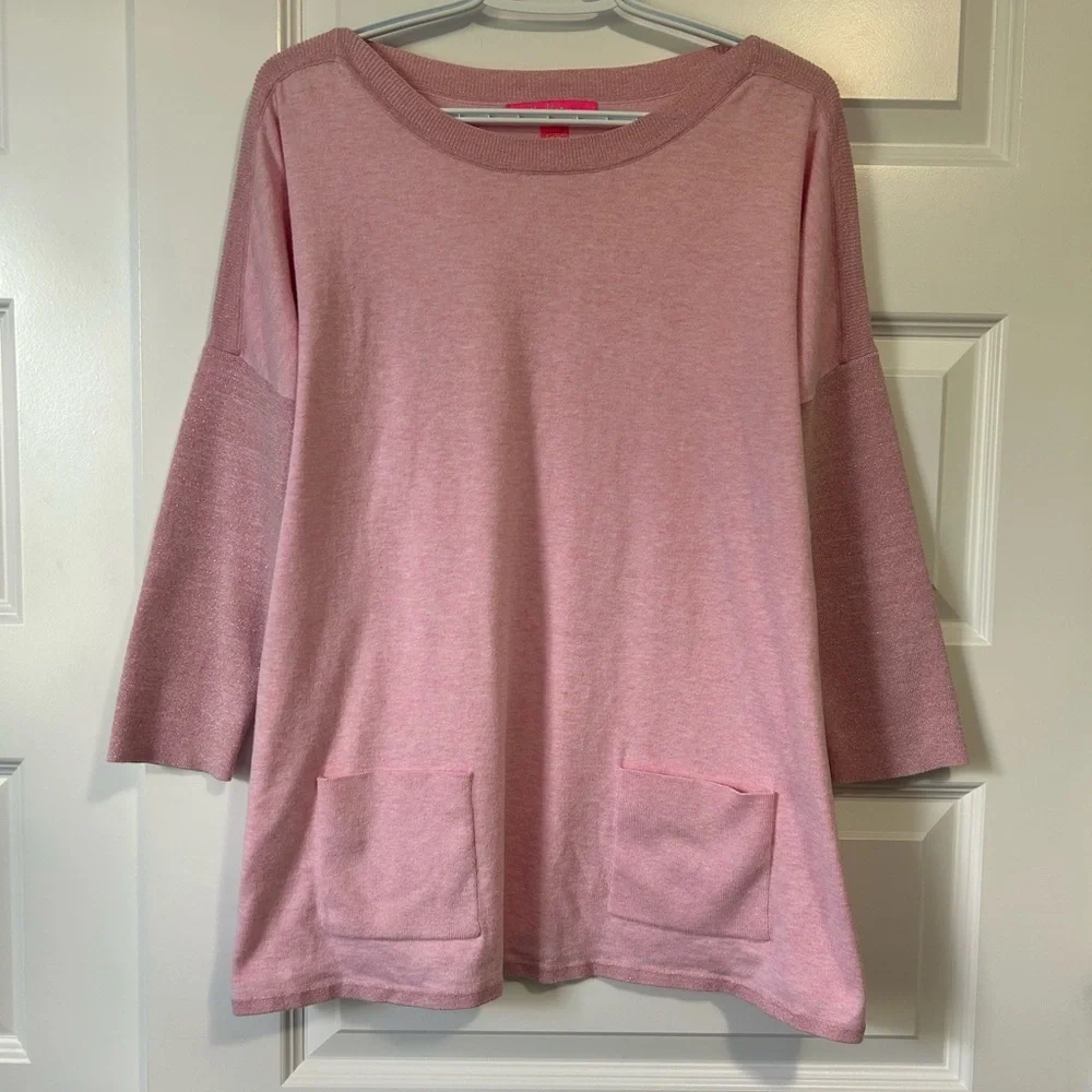 Lilly Pulitzer Cabo Pink Oversized Tunic Sweater with Pockets - Picture 1 of 9
